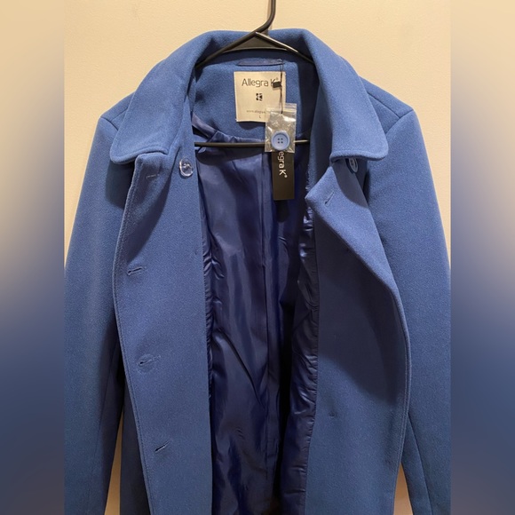 Allegra K, Size Large, Blue, Peter Pan Collar Double Breasted Trench Coat NWT - Picture 8 of 13